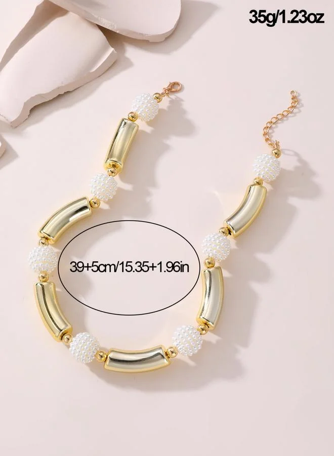 Take Two Faux Pearl Gold Tone Necklace